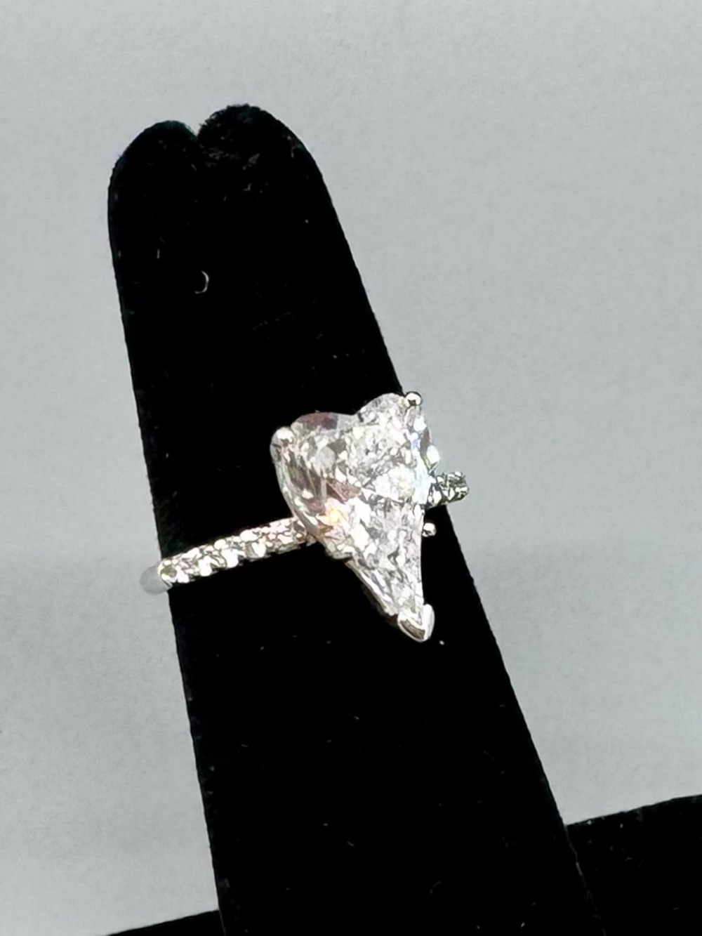 Diamonique X Jennifer Miller Elongated Heart Ring